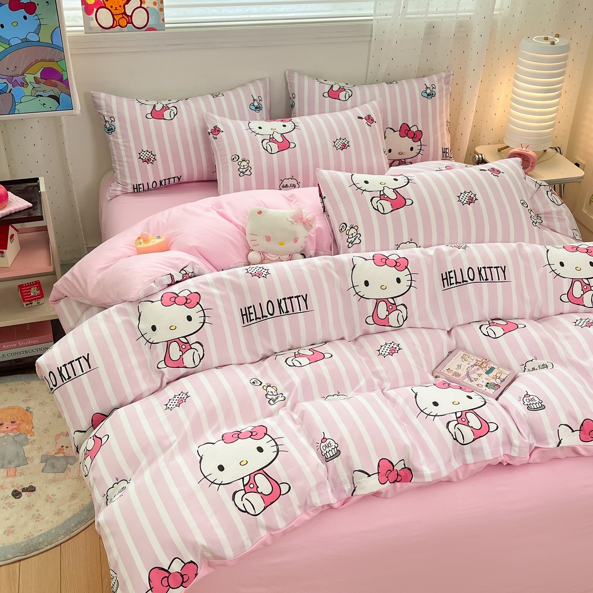 91家纺网 家纺一手货源 找家纺 海岛哥哥 2025学生季新款超柔云朵棉正版三丽鸥四件套第二批-大床图 三丽鸥-纯真kt