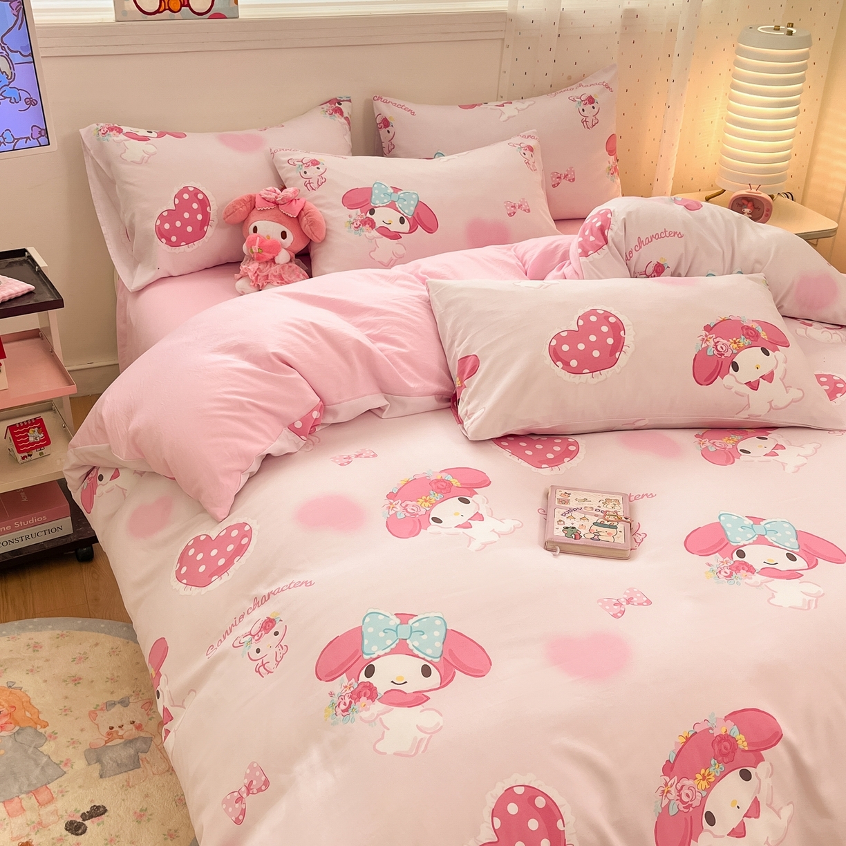 91家纺网 家纺一手货源 找家纺 海岛哥哥 2025学生季新款超柔云朵棉正版三丽鸥四件套第二批-大床图 三丽鸥-粉粉美乐蒂