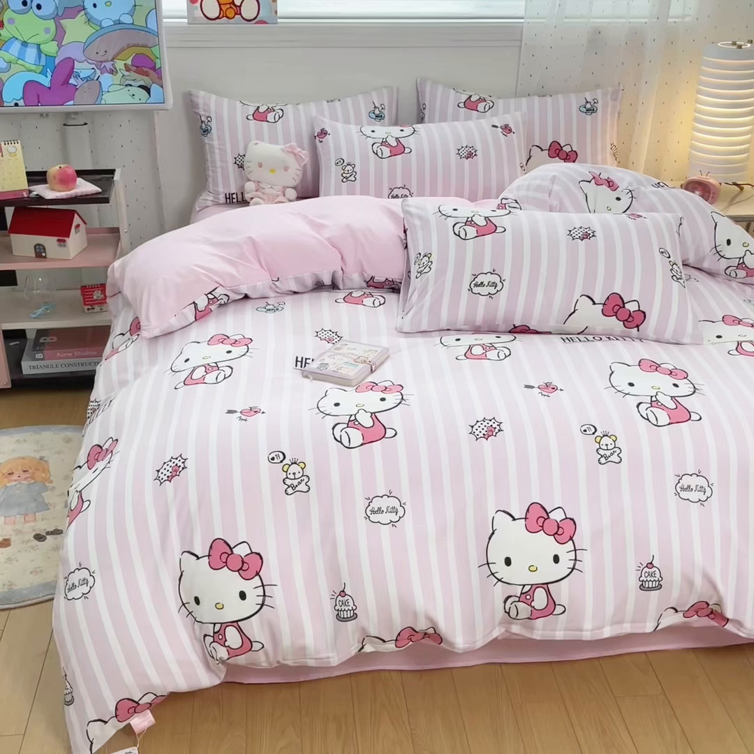 91家纺网 家纺一手货源 找家纺 海岛哥哥 2025学生季新款超柔云朵棉正版三丽鸥四件套第二批-大床图 三丽鸥-纯真kt