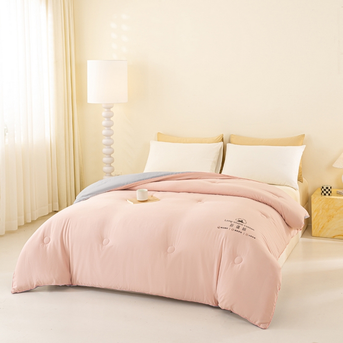 91家纺网 家纺一手货源 找家纺 梦初语 2025秋冬新款新疆长绒棉花被学生宿舍被子冬被棉絮空调被芯春秋棉被-直播热款 温馨粉