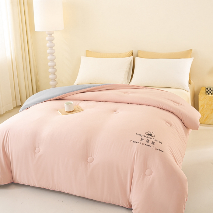 91家纺网 家纺一手货源 找家纺 梦初语 2025秋冬新款新疆长绒棉花被学生宿舍被子冬被棉絮空调被芯春秋棉被-直播热款 温馨粉