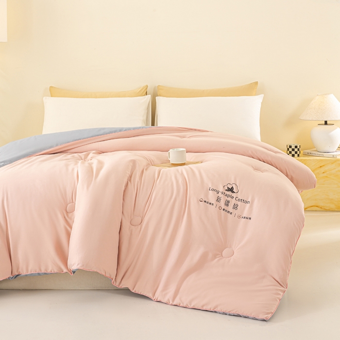 91家纺网 家纺一手货源 找家纺 梦初语 2025秋冬新款新疆长绒棉花被学生宿舍被子冬被棉絮空调被芯春秋棉被-直播热款 温馨粉