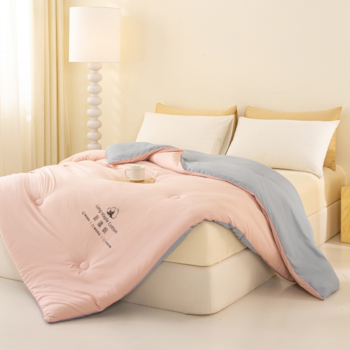 91家纺网 家纺一手货源 找家纺 梦初语 2025秋冬新款新疆长绒棉花被学生宿舍被子冬被棉絮空调被芯春秋棉被-直播热款 温馨粉