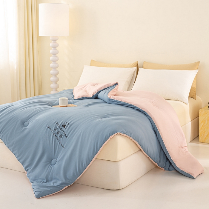 91家纺网 家纺一手货源 找家纺 梦初语 2025秋冬新款新疆长绒棉花被学生宿舍被子冬被棉絮空调被芯春秋棉被-直播热款 蓝灰