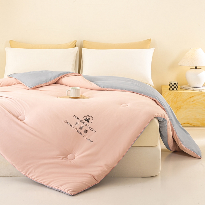 91家纺网 家纺一手货源 找家纺 梦初语 2025秋冬新款新疆长绒棉花被学生宿舍被子冬被棉絮空调被芯春秋棉被-直播热款 温馨粉