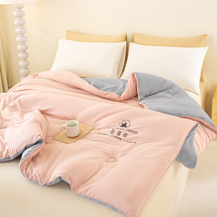 91家纺网 家纺一手货源 找家纺 梦初语 2025秋冬新款新疆长绒棉花被学生宿舍被子冬被棉絮空调被芯春秋棉被-直播热款 温馨粉