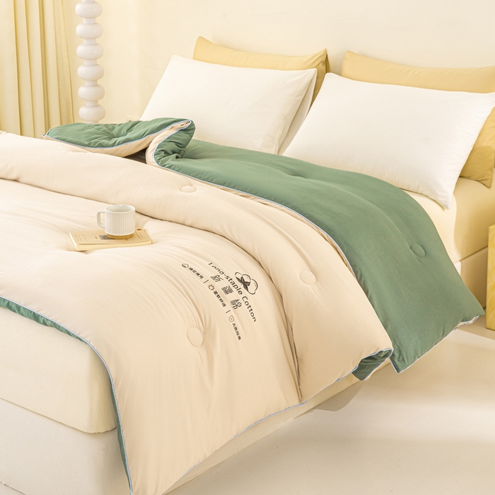 91家纺网 家纺一手货源 找家纺 梦初语 2025秋冬新款新疆长绒棉花被学生宿舍被子冬被棉絮空调被芯春秋棉被-直播热款 咖色