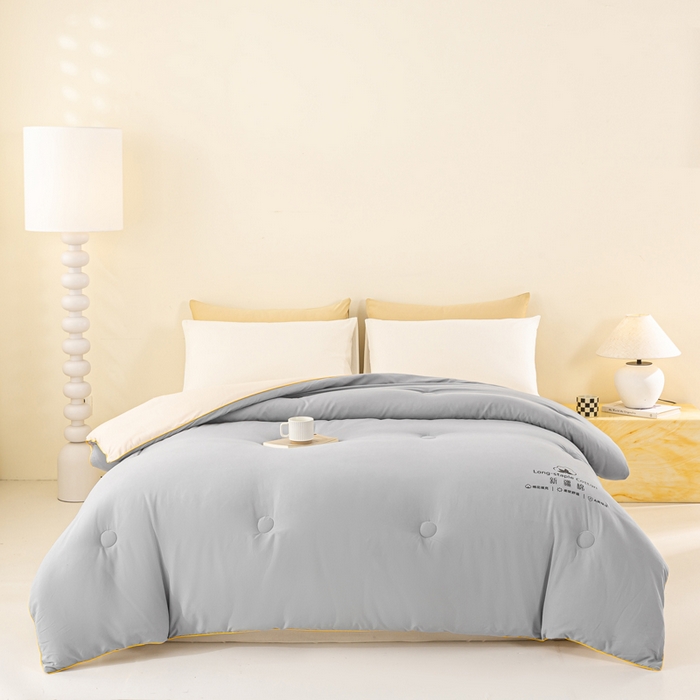 91家纺网 家纺一手货源 找家纺 梦初语 2025秋冬新款新疆长绒棉花被学生宿舍被子冬被棉絮空调被芯春秋棉被-直播热款 深灰