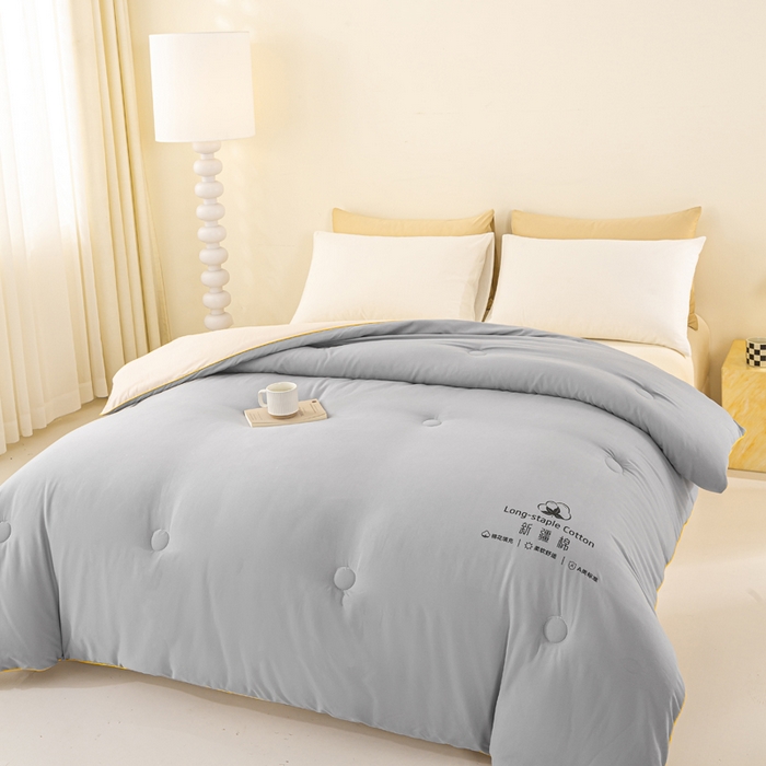 91家纺网 家纺一手货源 找家纺 梦初语 2025秋冬新款新疆长绒棉花被学生宿舍被子冬被棉絮空调被芯春秋棉被-直播热款 深灰