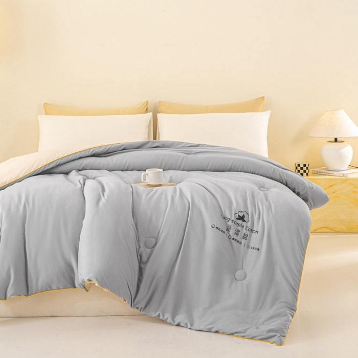 91家纺网 家纺一手货源 找家纺 梦初语 2025秋冬新款新疆长绒棉花被学生宿舍被子冬被棉絮空调被芯春秋棉被-直播热款 深灰