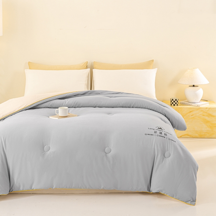 91家纺网 家纺一手货源 找家纺 梦初语 2025秋冬新款新疆长绒棉花被学生宿舍被子冬被棉絮空调被芯春秋棉被-直播热款 深灰