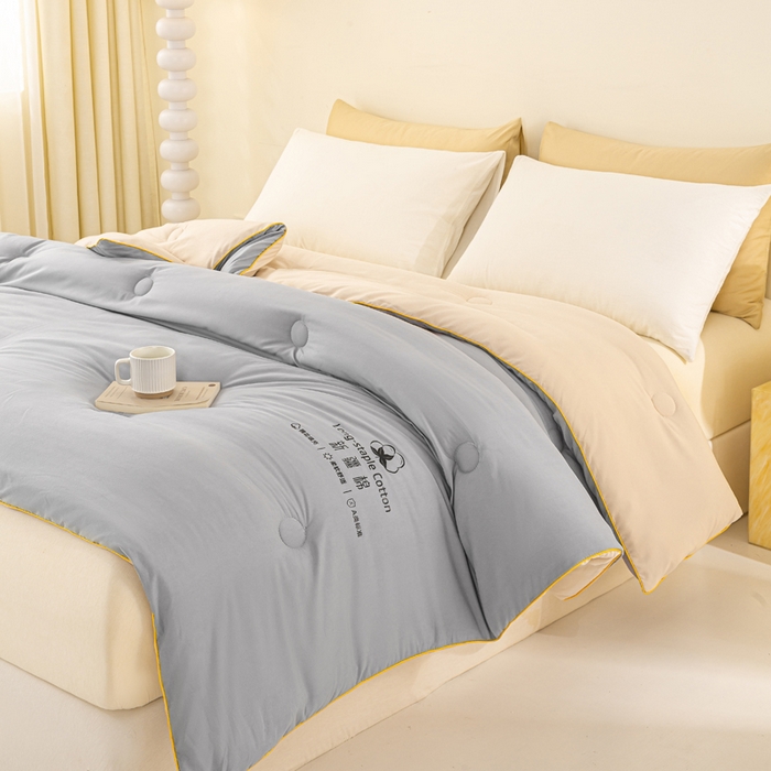 91家纺网 家纺一手货源 找家纺 梦初语 2025秋冬新款新疆长绒棉花被学生宿舍被子冬被棉絮空调被芯春秋棉被-直播热款 深灰