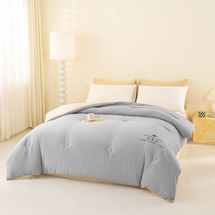 91家纺网 家纺一手货源 找家纺 梦初语 2025秋冬新款新疆长绒棉花被学生宿舍被子冬被棉絮空调被芯春秋棉被-直播热款 深灰