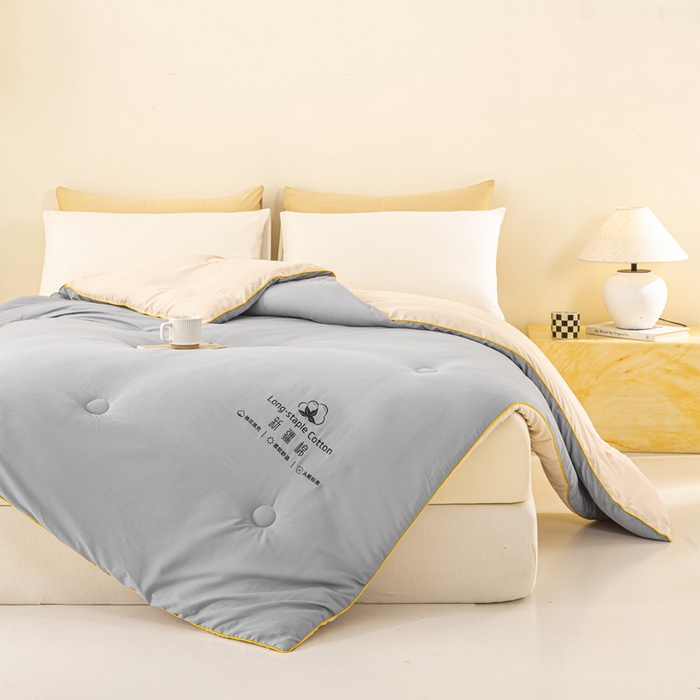 91家纺网 家纺一手货源 找家纺 梦初语 2025秋冬新款新疆长绒棉花被学生宿舍被子冬被棉絮空调被芯春秋棉被-直播热款 深灰