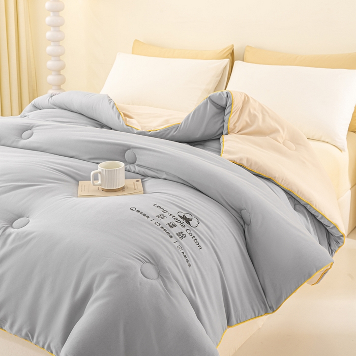 91家纺网 家纺一手货源 找家纺 梦初语 2025秋冬新款新疆长绒棉花被学生宿舍被子冬被棉絮空调被芯春秋棉被-直播热款 深灰