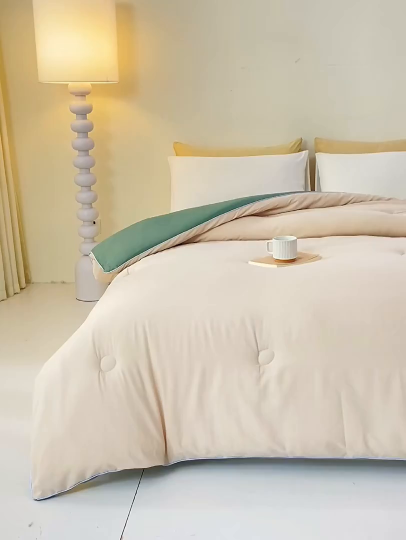 91家纺网 家纺一手货源 找家纺 梦初语 2025秋冬新款新疆长绒棉花被学生宿舍被子冬被棉絮空调被芯春秋棉被-直播热款 咖色