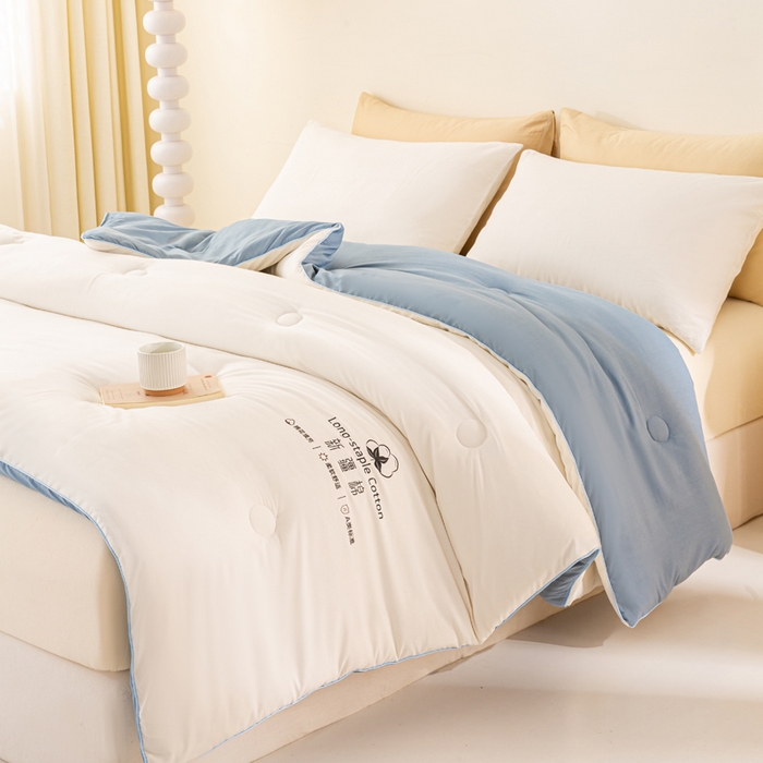 91家纺网 家纺一手货源 找家纺 梦初语 2025秋冬新款新疆长绒棉花被学生宿舍被子冬被棉絮空调被芯春秋棉被-直播热款 奶白