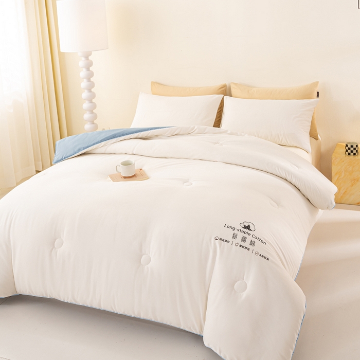 91家纺网 家纺一手货源 找家纺 梦初语 2025秋冬新款新疆长绒棉花被学生宿舍被子冬被棉絮空调被芯春秋棉被-直播热款 奶白