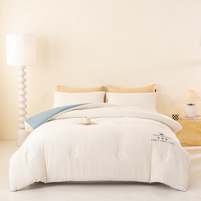 91家纺网 家纺一手货源 找家纺 梦初语 2025秋冬新款新疆长绒棉花被学生宿舍被子冬被棉絮空调被芯春秋棉被-直播热款 奶白