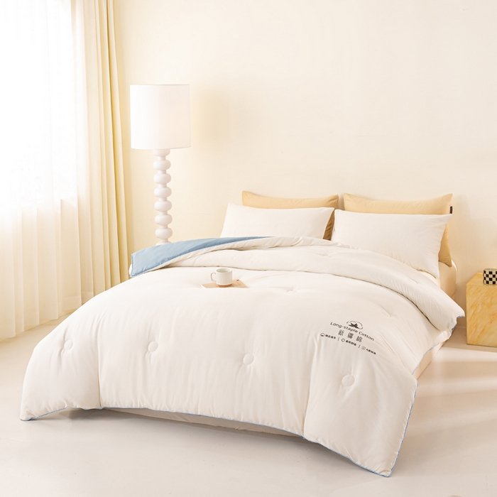 91家纺网 家纺一手货源 找家纺 梦初语 2025秋冬新款新疆长绒棉花被学生宿舍被子冬被棉絮空调被芯春秋棉被-直播热款 奶白