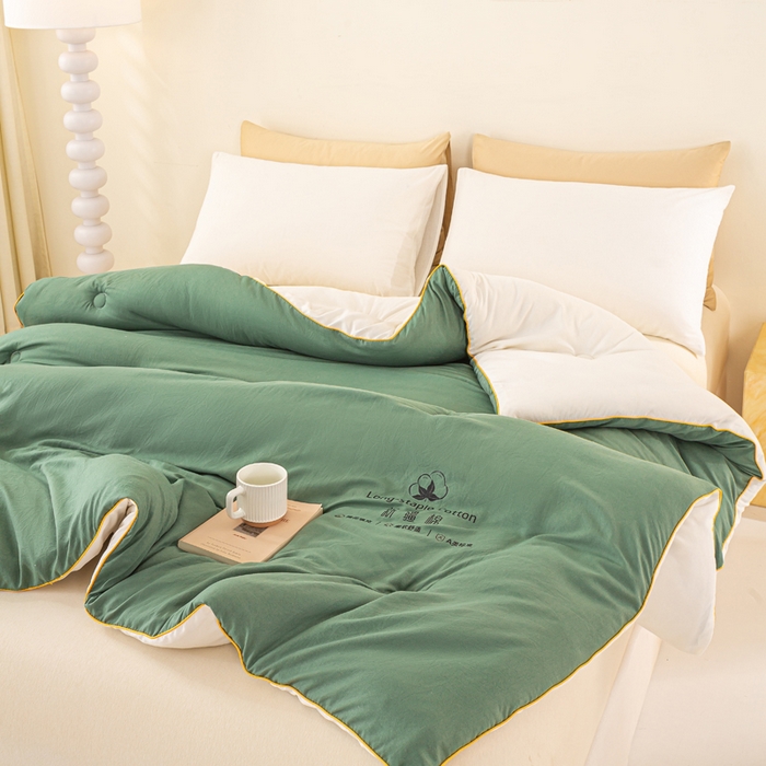 91家纺网 家纺一手货源 找家纺 梦初语 2025秋冬新款新疆长绒棉花被学生宿舍被子冬被棉絮空调被芯春秋棉被-直播热款 墨绿