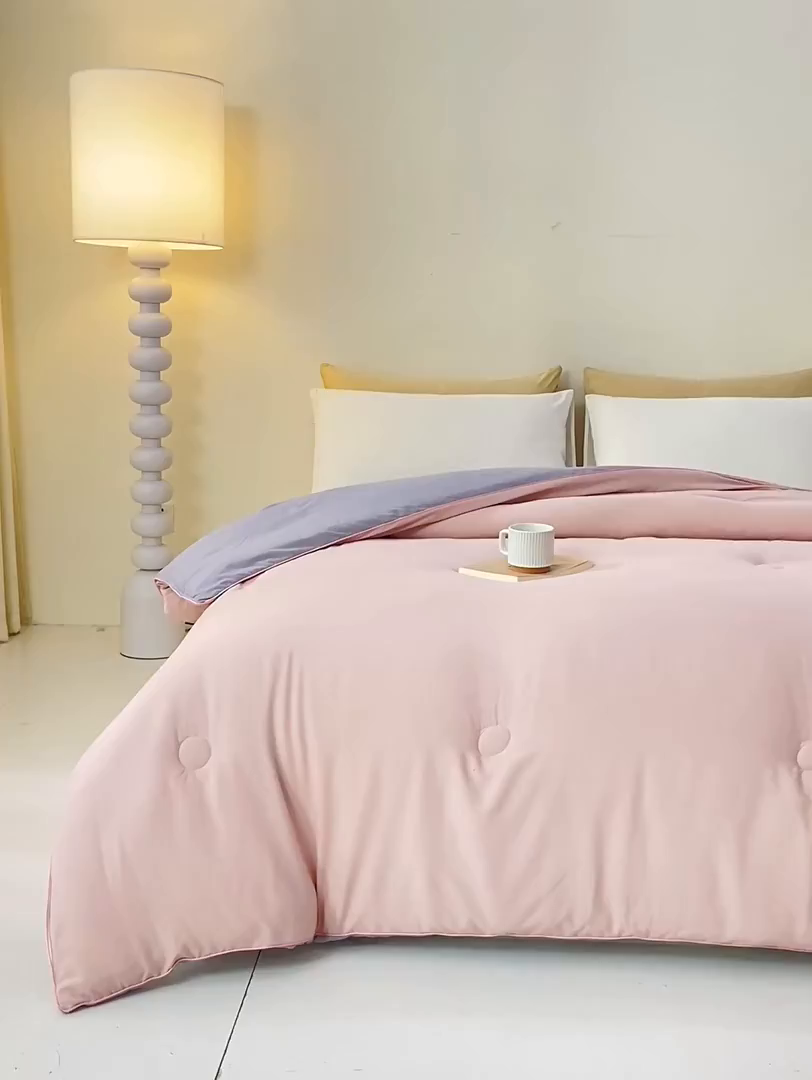 91家纺网 家纺一手货源 找家纺 梦初语 2025秋冬新款新疆长绒棉花被学生宿舍被子冬被棉絮空调被芯春秋棉被-直播热款 温馨粉