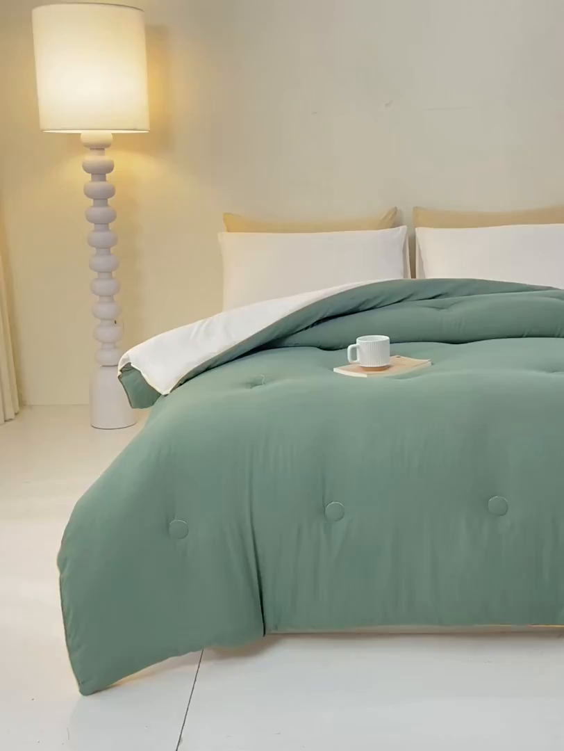 91家纺网 家纺一手货源 找家纺 梦初语 2025秋冬新款新疆长绒棉花被学生宿舍被子冬被棉絮空调被芯春秋棉被-直播热款 墨绿