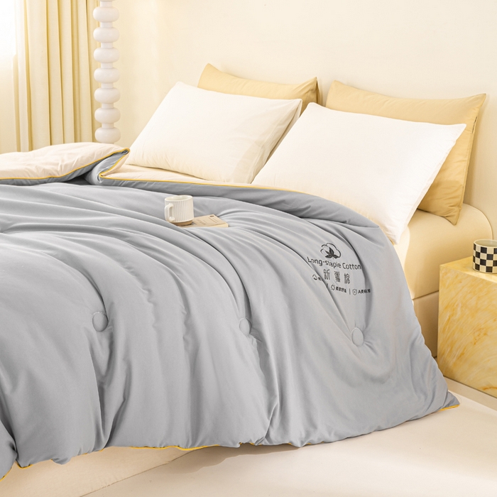 91家纺网 家纺一手货源 找家纺 梦初语 2025秋冬新款新疆长绒棉花被学生宿舍被子冬被棉絮空调被芯春秋棉被-直播热款 深灰