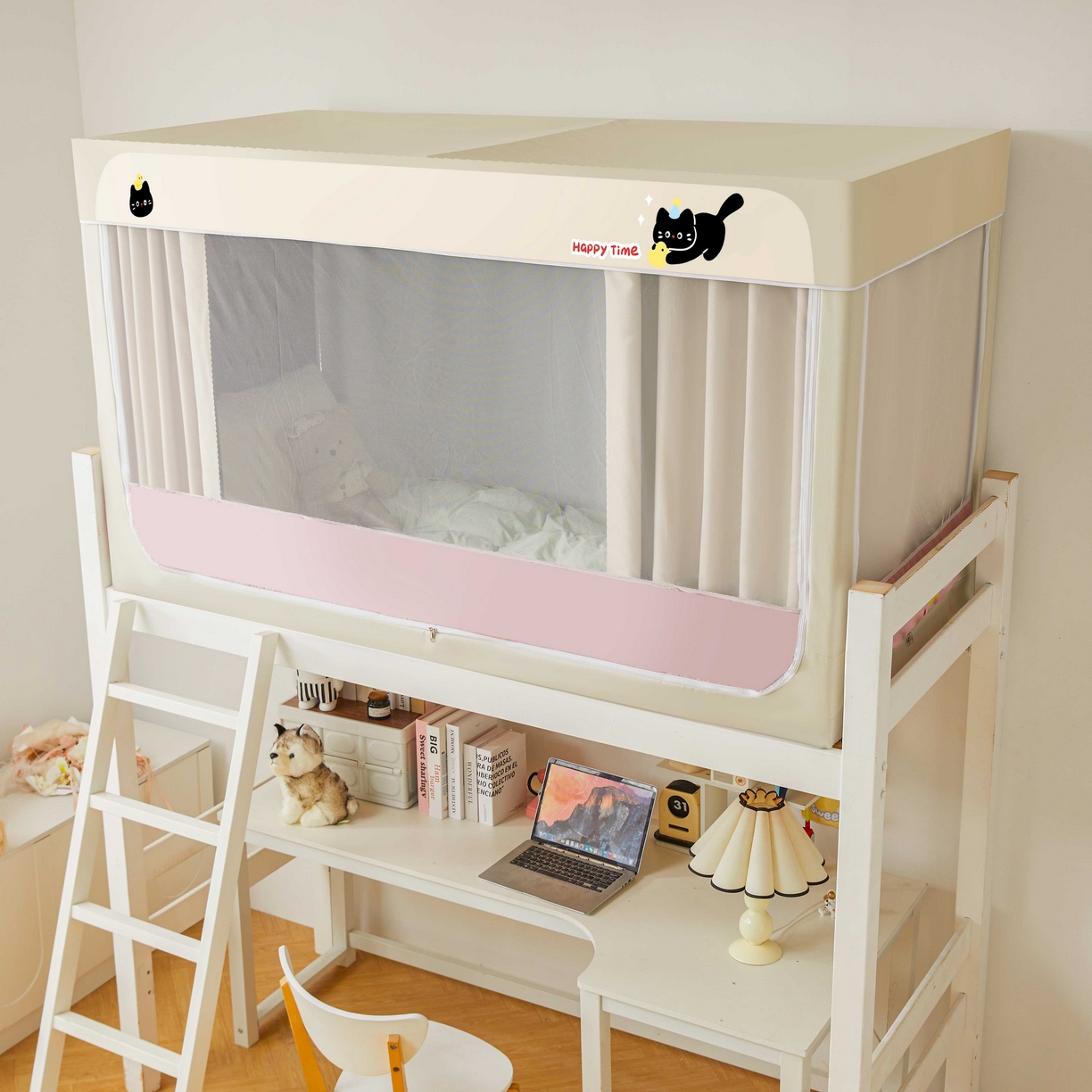 91家纺网 家纺一手货源 找家纺 卓尔居 2025新款强遮光学生宿舍上下铺遮光蚊帐床帘-遮光大师 小粉盒