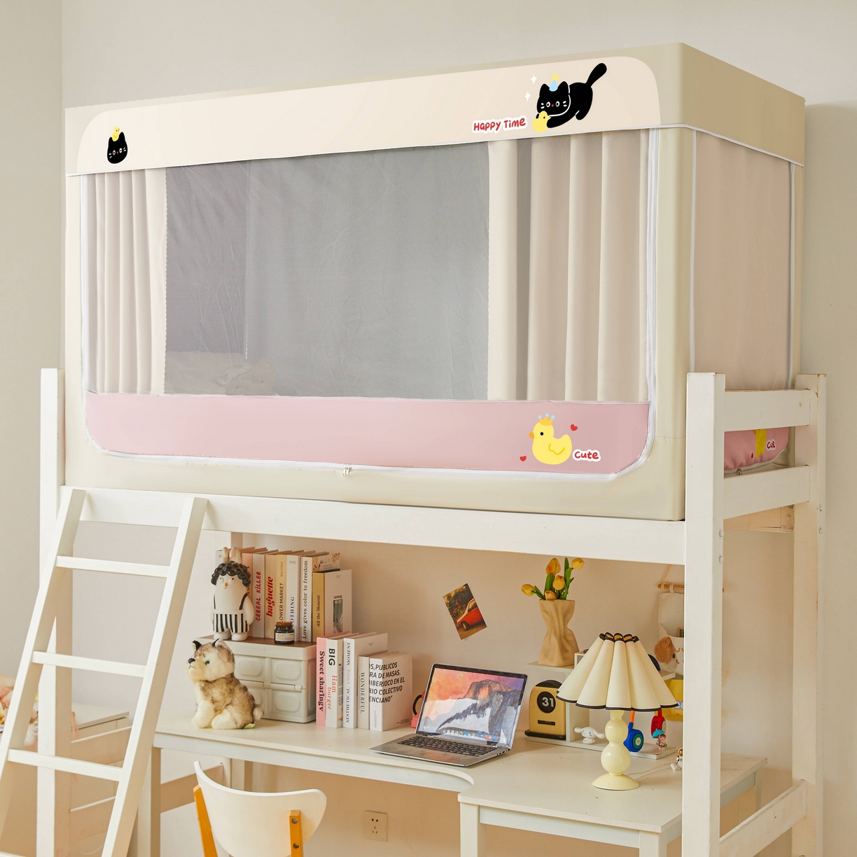 91家纺网 家纺一手货源 找家纺 卓尔居 2025新款强遮光学生宿舍上下铺遮光蚊帐床帘-遮光大师 小粉盒