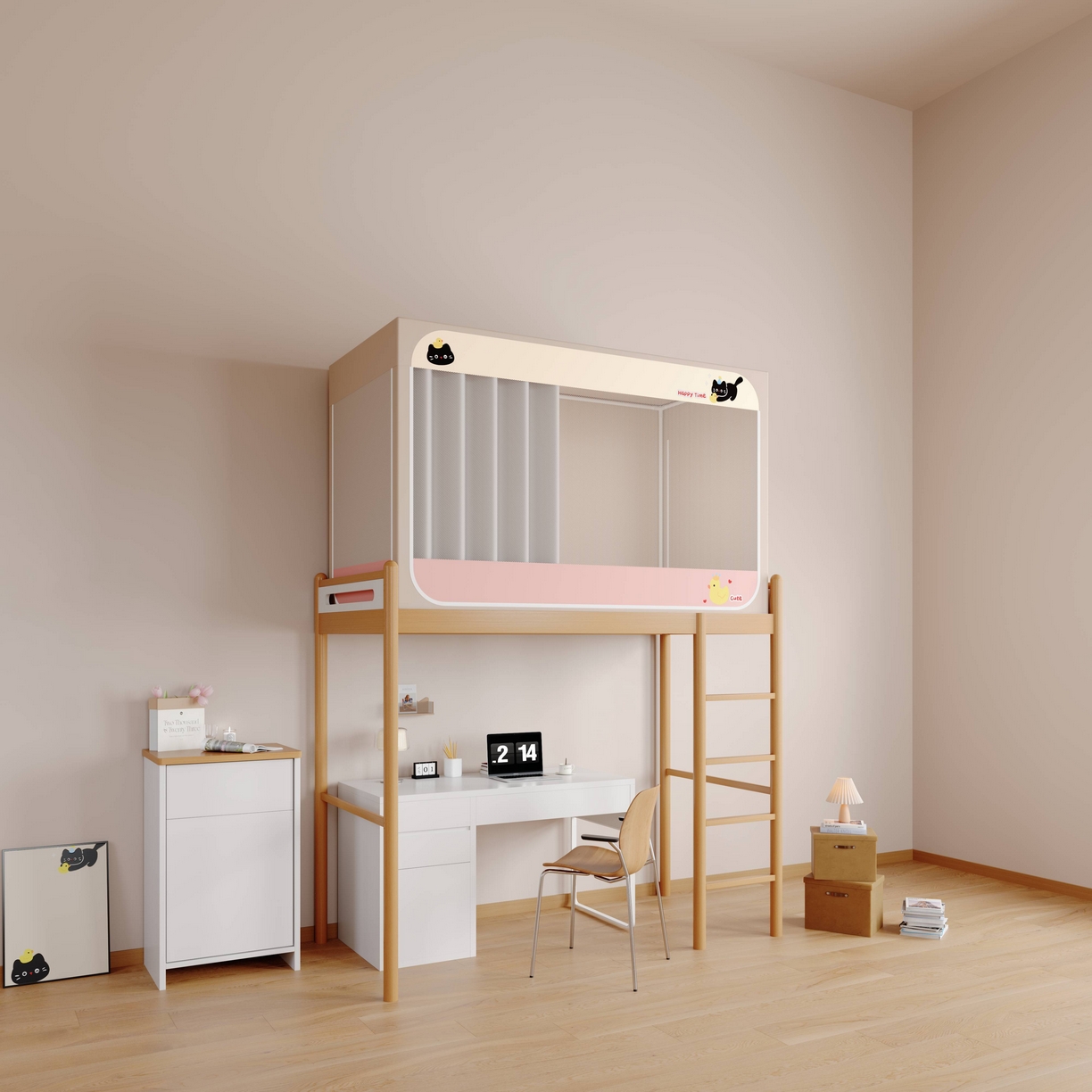 91家纺网 家纺一手货源 找家纺 卓尔居 2025新款强遮光学生宿舍上下铺遮光蚊帐床帘-遮光大师 小粉盒