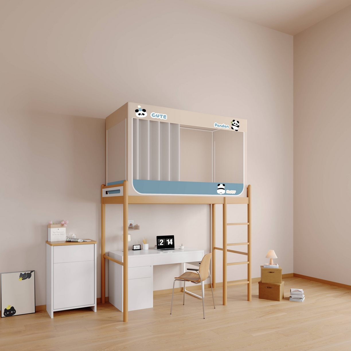 91家纺网 家纺一手货源 找家纺 卓尔居 2025新款强遮光学生宿舍上下铺遮光蚊帐床帘-遮光大师 小蓝盒