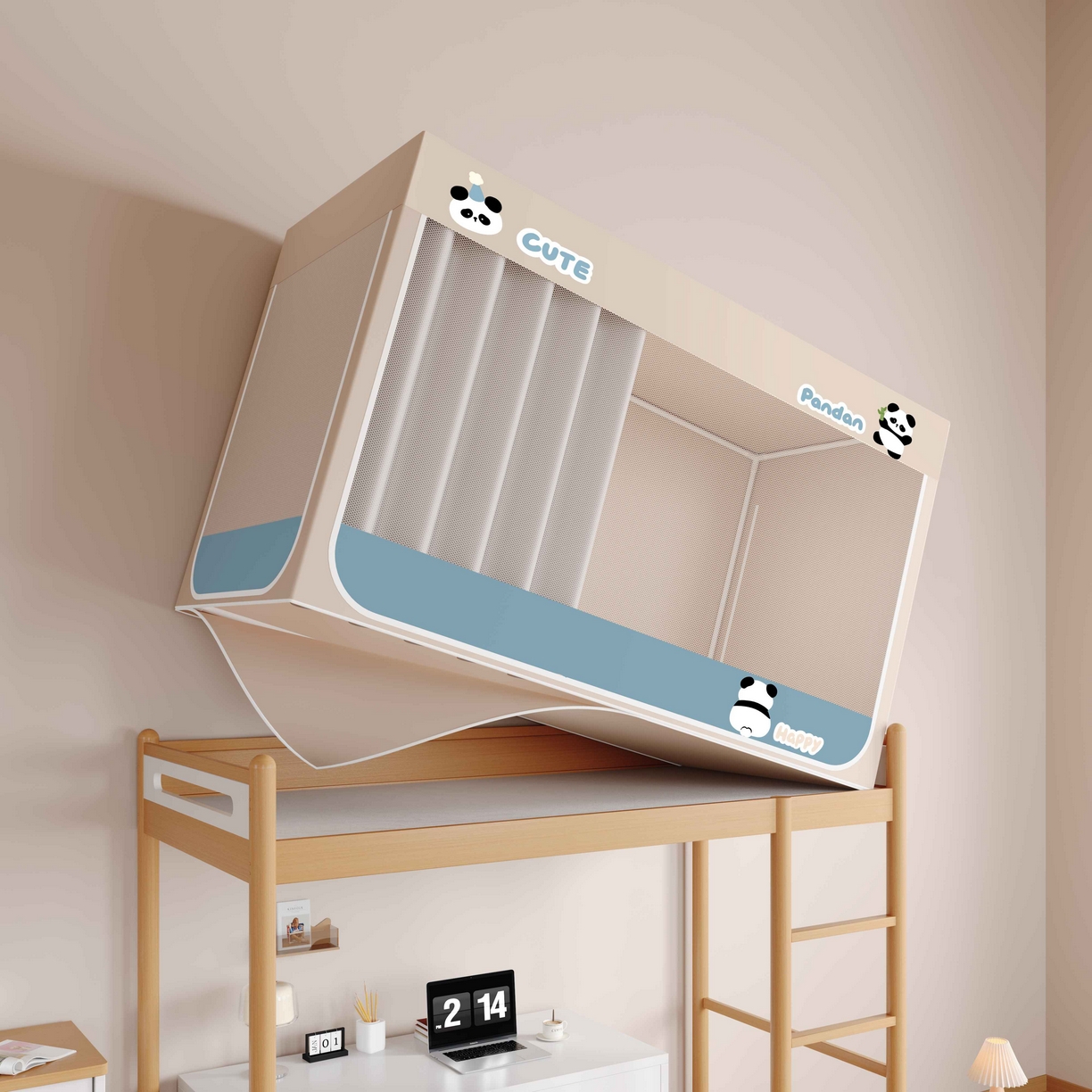 91家纺网 家纺一手货源 找家纺 卓尔居 2025新款强遮光学生宿舍上下铺遮光蚊帐床帘-遮光大师 小蓝盒