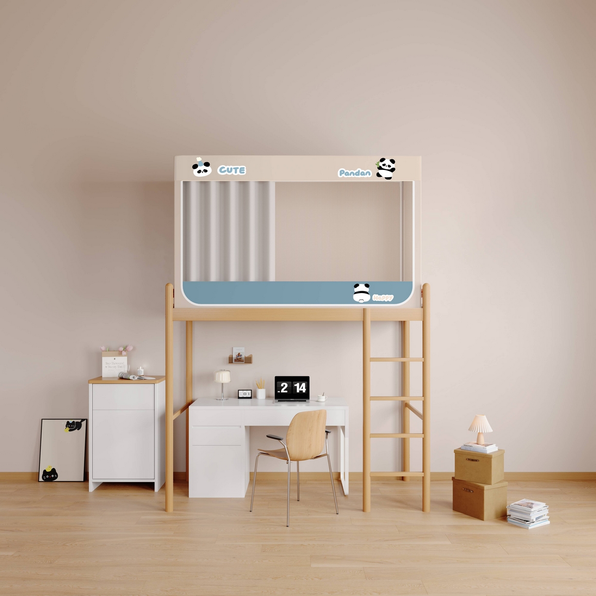 91家纺网 家纺一手货源 找家纺 卓尔居 2025新款强遮光学生宿舍上下铺遮光蚊帐床帘-遮光大师 小蓝盒