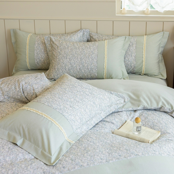 91家纺网 家纺一手货源 找家纺 （总）巧玲珑 2025新款织带花边工艺款四件套-初夏铃兰