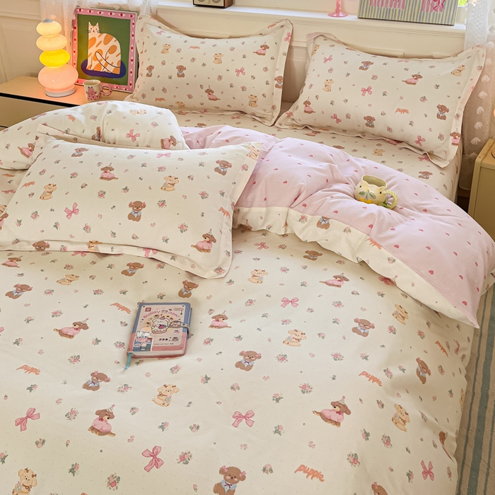 91家纺网 家纺一手货源 找家纺 花梦欣 2025新款全棉印花单品系列-单被套 酷卡小狗