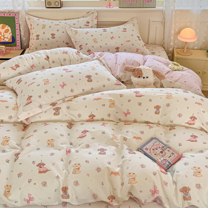 91家纺网 家纺一手货源 找家纺 花梦欣 2025新款全棉印花单品系列-单被套 酷卡小狗