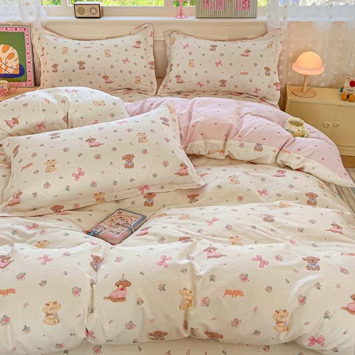 91家纺网 家纺一手货源 找家纺 花梦欣 2025新款全棉印花单品系列-单被套 酷卡小狗