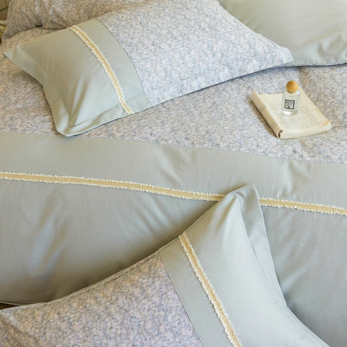 91家纺网 家纺一手货源 找家纺 （总）巧玲珑 2025新款织带花边工艺款四件套-初夏铃兰