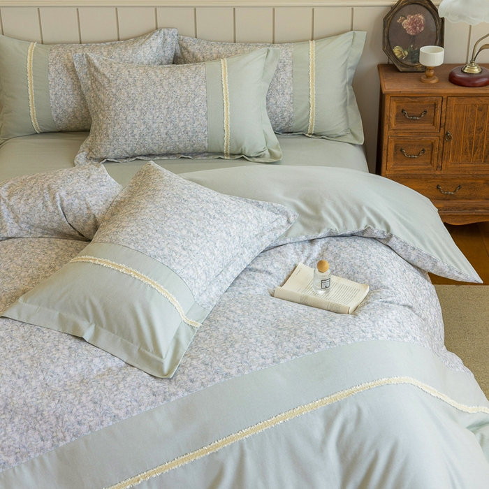 91家纺网 家纺一手货源 找家纺 （总）巧玲珑 2025新款织带花边工艺款四件套-初夏铃兰