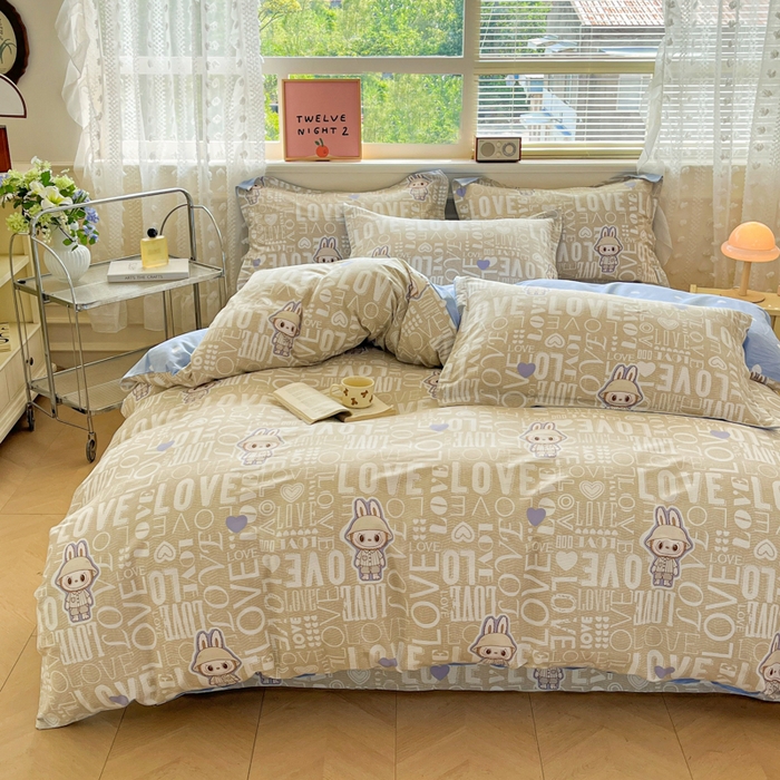 91家纺网 家纺一手货源 找家纺 花梦欣 2025新款全棉印花单品系列-单被套 拉布兔兔