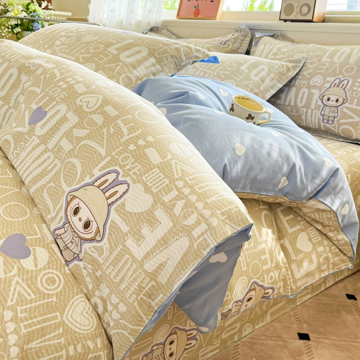 91家纺网 家纺一手货源 找家纺 花梦欣 2025新款全棉印花单品系列-单被套 拉布兔兔