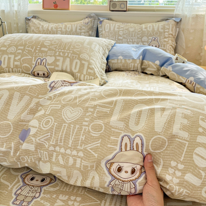 91家纺网 家纺一手货源 找家纺 花梦欣 2025新款全棉印花单品系列-单被套 拉布兔兔