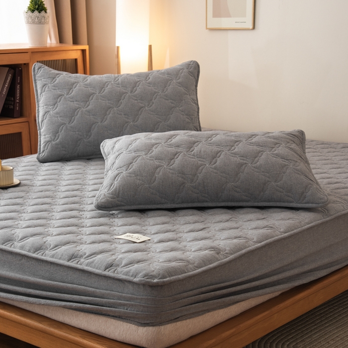 91家纺网 家纺一手货源 找家纺 （总）萌飞 2025新款A类全棉纯棉色织抗菌夹棉床笠单床笠单品床笠单件床笠同款枕套一对