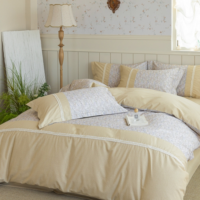 91家纺网 家纺一手货源 找家纺 （总）巧玲珑 2025新款织带花边工艺款四件套-初夏铃兰