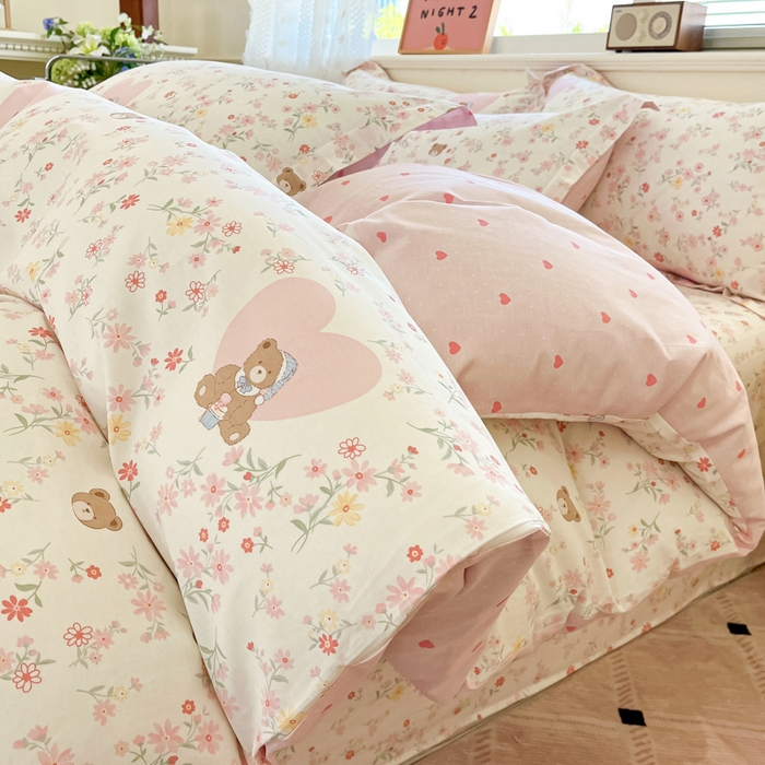 花梦欣 2025新款全棉印花单品系列-单被套 旧书折痕粉