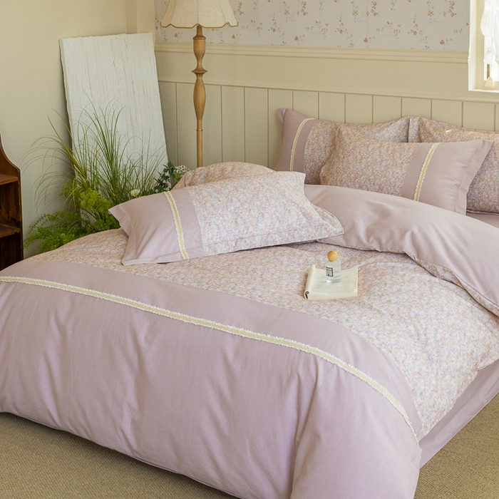 巧玲珑 2025新款织带花边工艺款四件套-初夏铃兰 初夏铃兰-豆沙