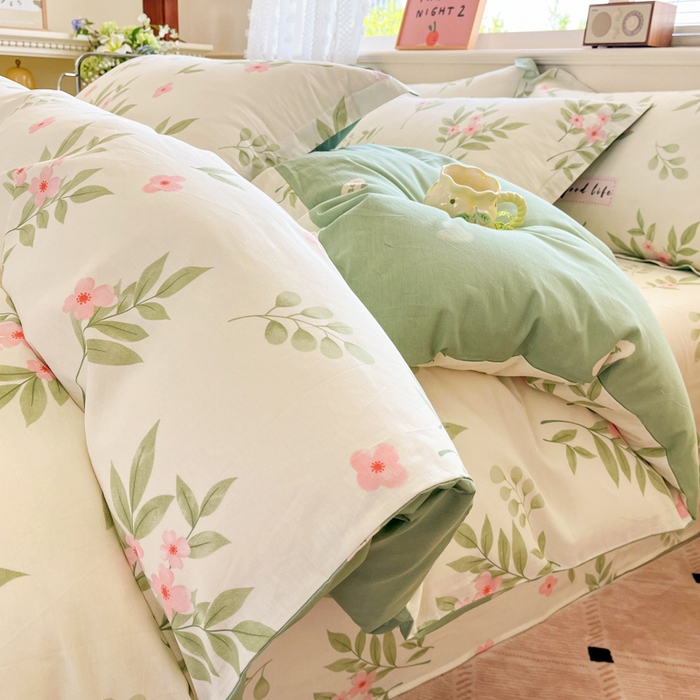 91家纺网 家纺一手货源 找家纺 花梦欣 2025新款全棉印花单品系列-单被套 扶绿花园