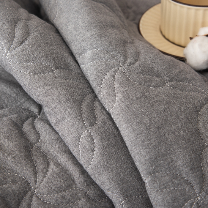 91家纺网 家纺一手货源 找家纺 萌飞 2025新款A类全棉纯棉色织抗菌夹棉床笠单床笠单品床笠单件床笠同款枕套一对 高级灰