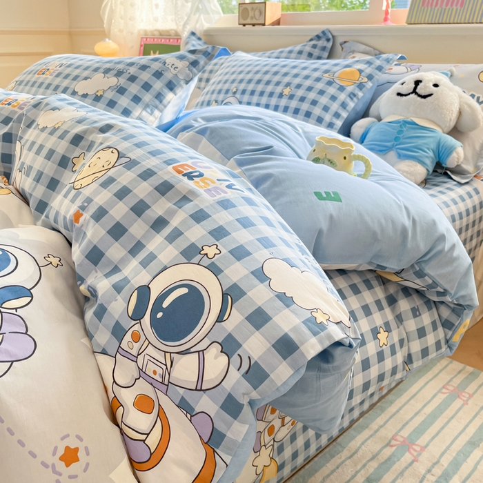 91家纺网 家纺一手货源 找家纺 花梦欣 2025新款全棉印花单品系列-单被套 畅游星球